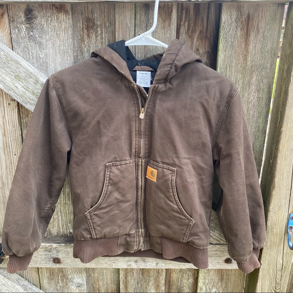 Carhartt brown hooded lined winter coat small 8/10